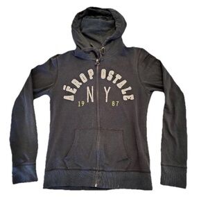 Aeropostale Bella Swan Style Full Zip Hoodie Jacket Women L 87 New York Blue